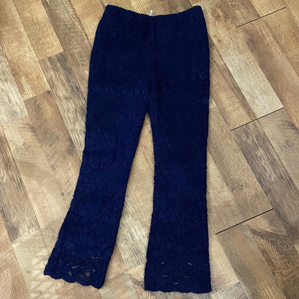 Free People Navy Lace Flare Pants
